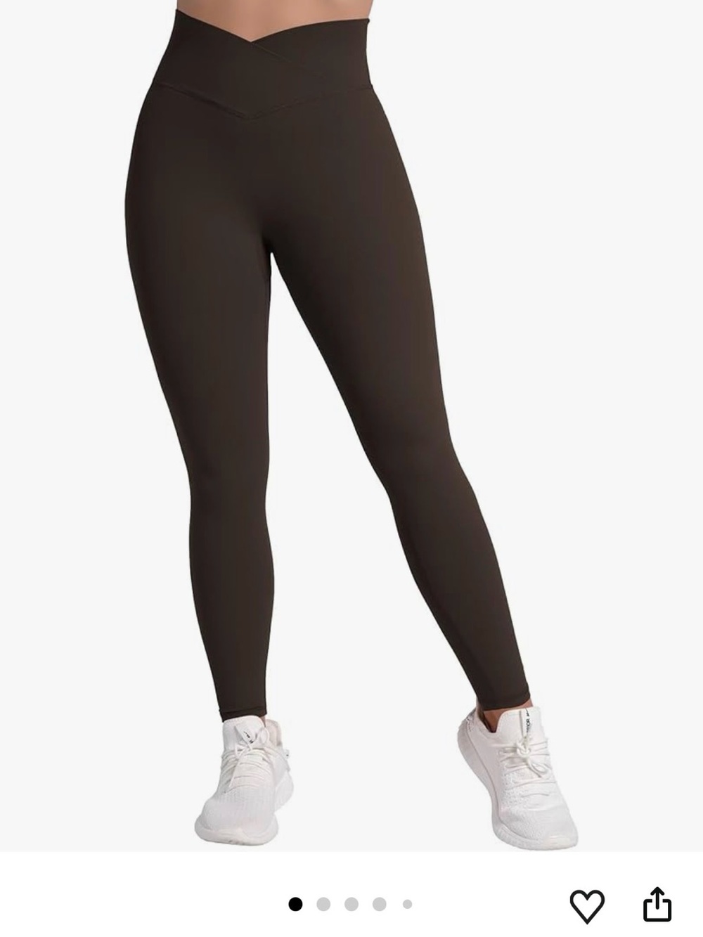 High-Waist V-Front Leggings - Dark Brown